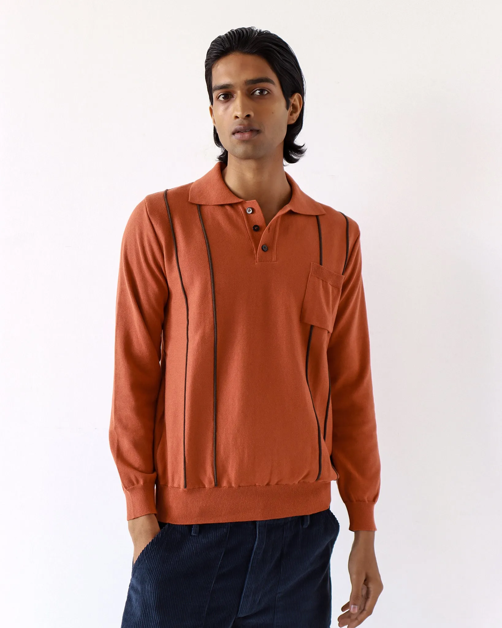 Alfaro Knitted Polo - Burnt Orange