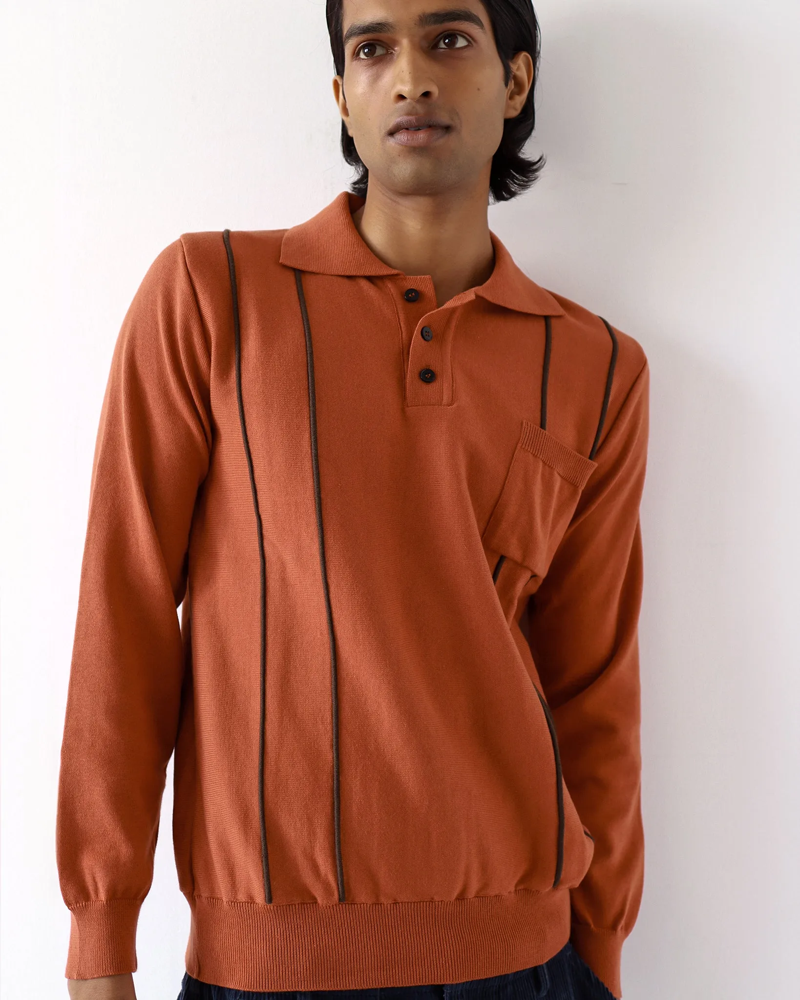 Alfaro Knitted Polo - Burnt Orange