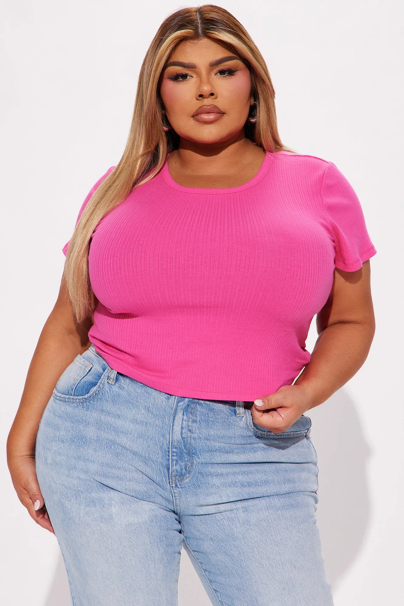 Ariana Crew Neck Top - Fuchsia