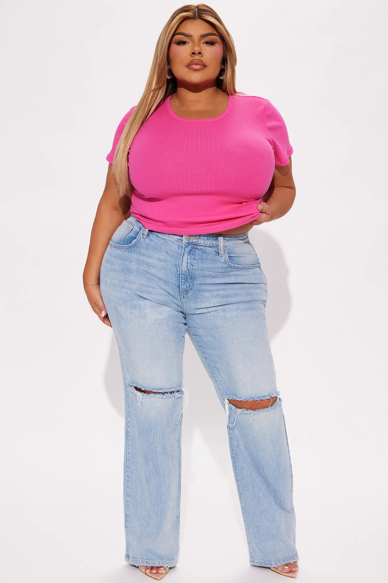 Ariana Crew Neck Top - Fuchsia
