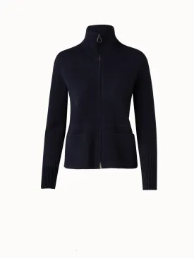 Cashmere Piqu Knit Zip Cardigan