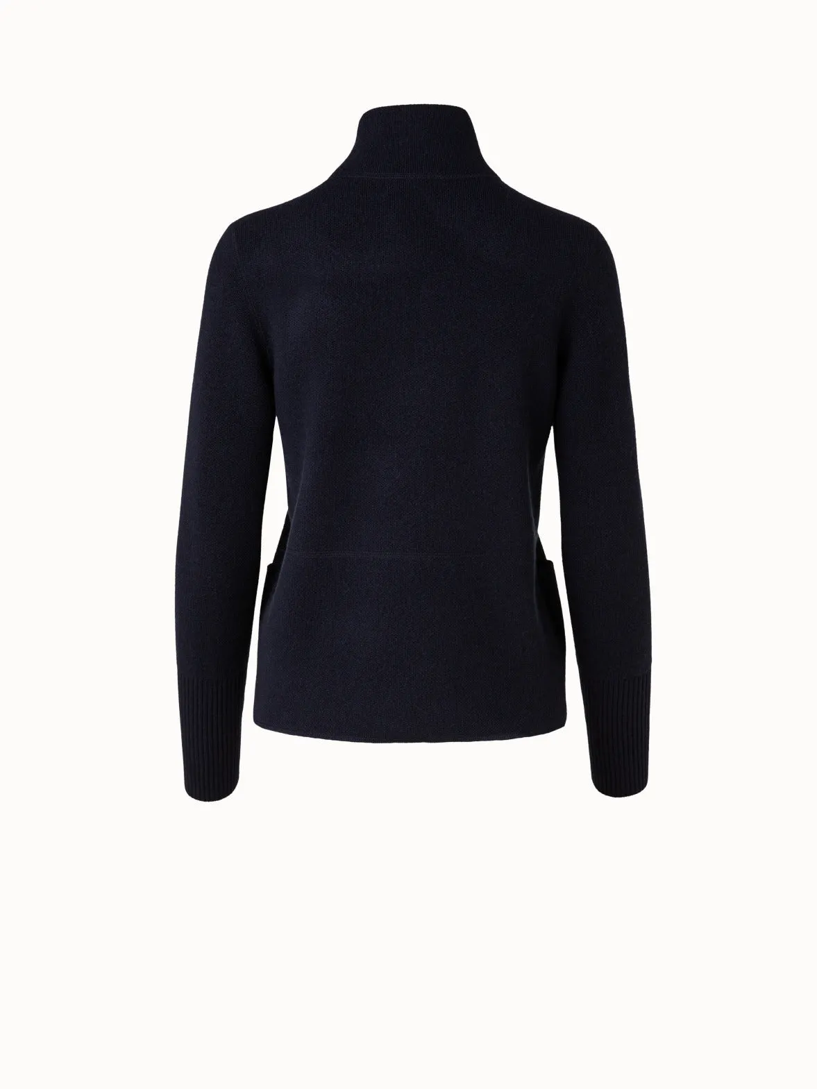 Cashmere Piqu Knit Zip Cardigan