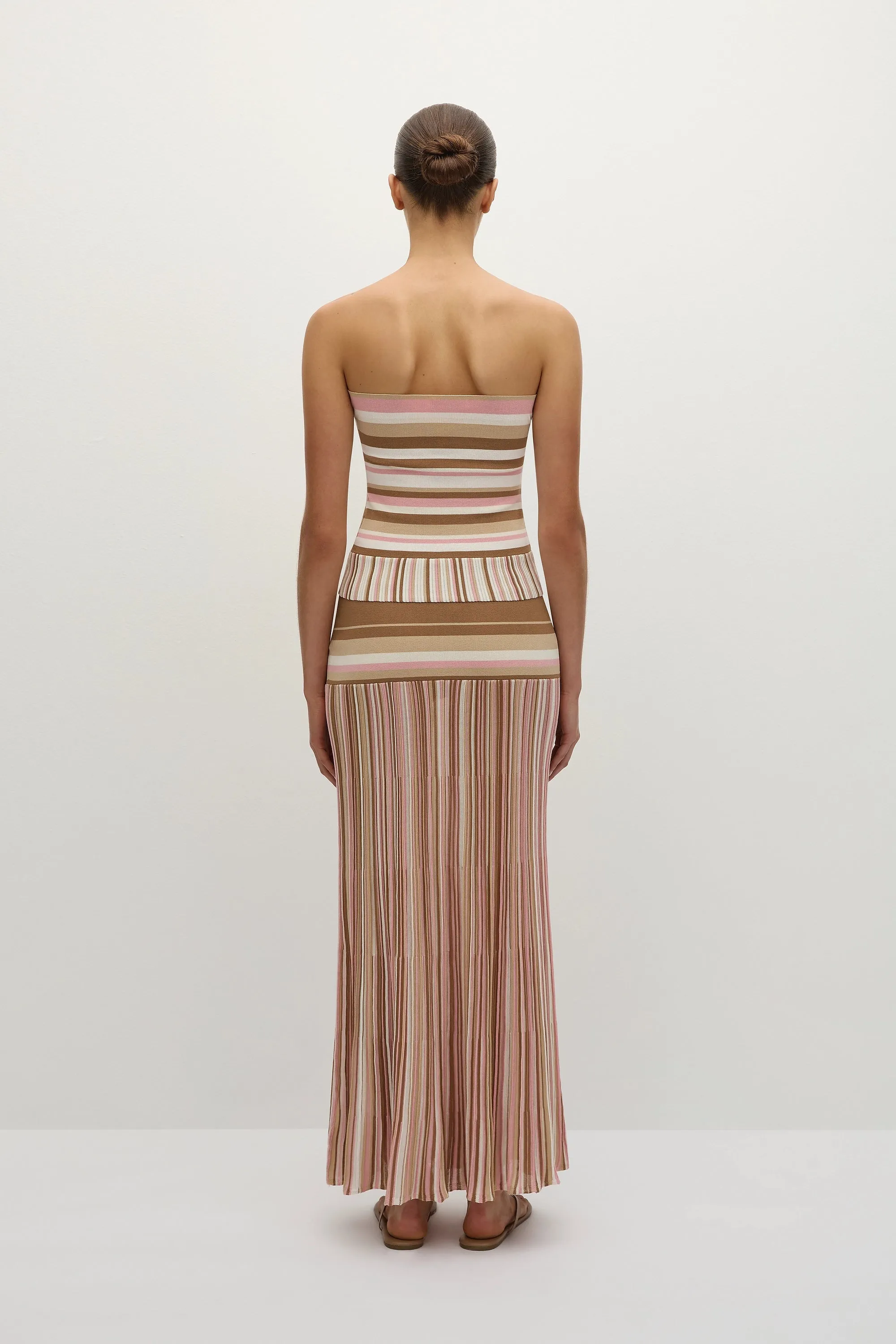 Citara Strapless Top Puce Sepia Stripe