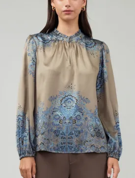 Current Air Slit Neck Ruffled Collar Blouse