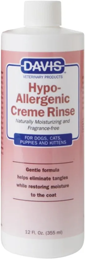 Davis Manufacturing Hypoallergenic Pet Crme Rinse, 12 oz, White (HCR12)