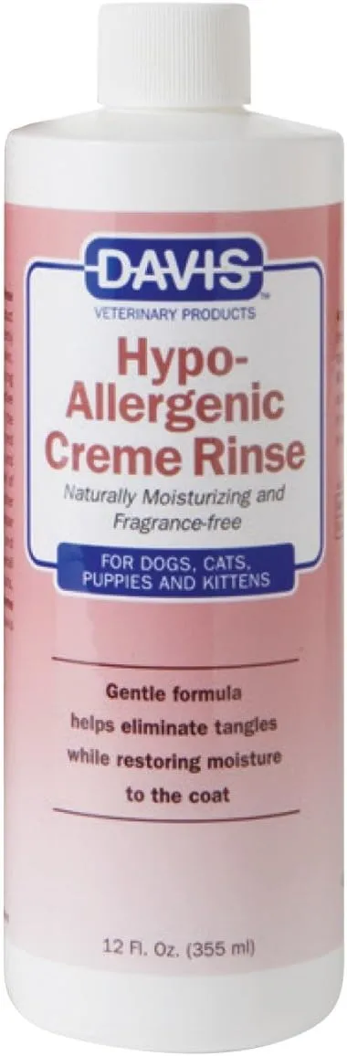 Davis Manufacturing Hypoallergenic Pet Crme Rinse, 12 oz, White (HCR12)
