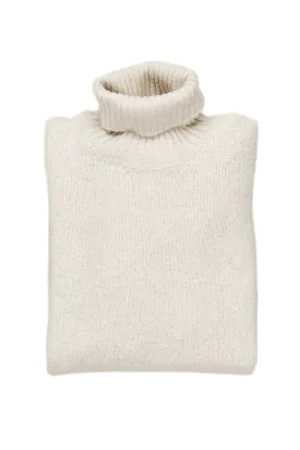 Drumohr Latte LS Donegal Turtleneck Wool/Cashmere Sweater