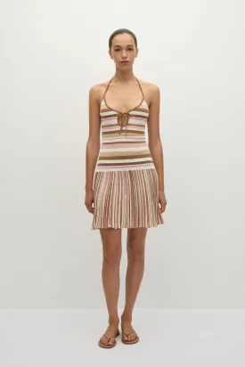 Elea Mini Dress Puce Sepia Stripe