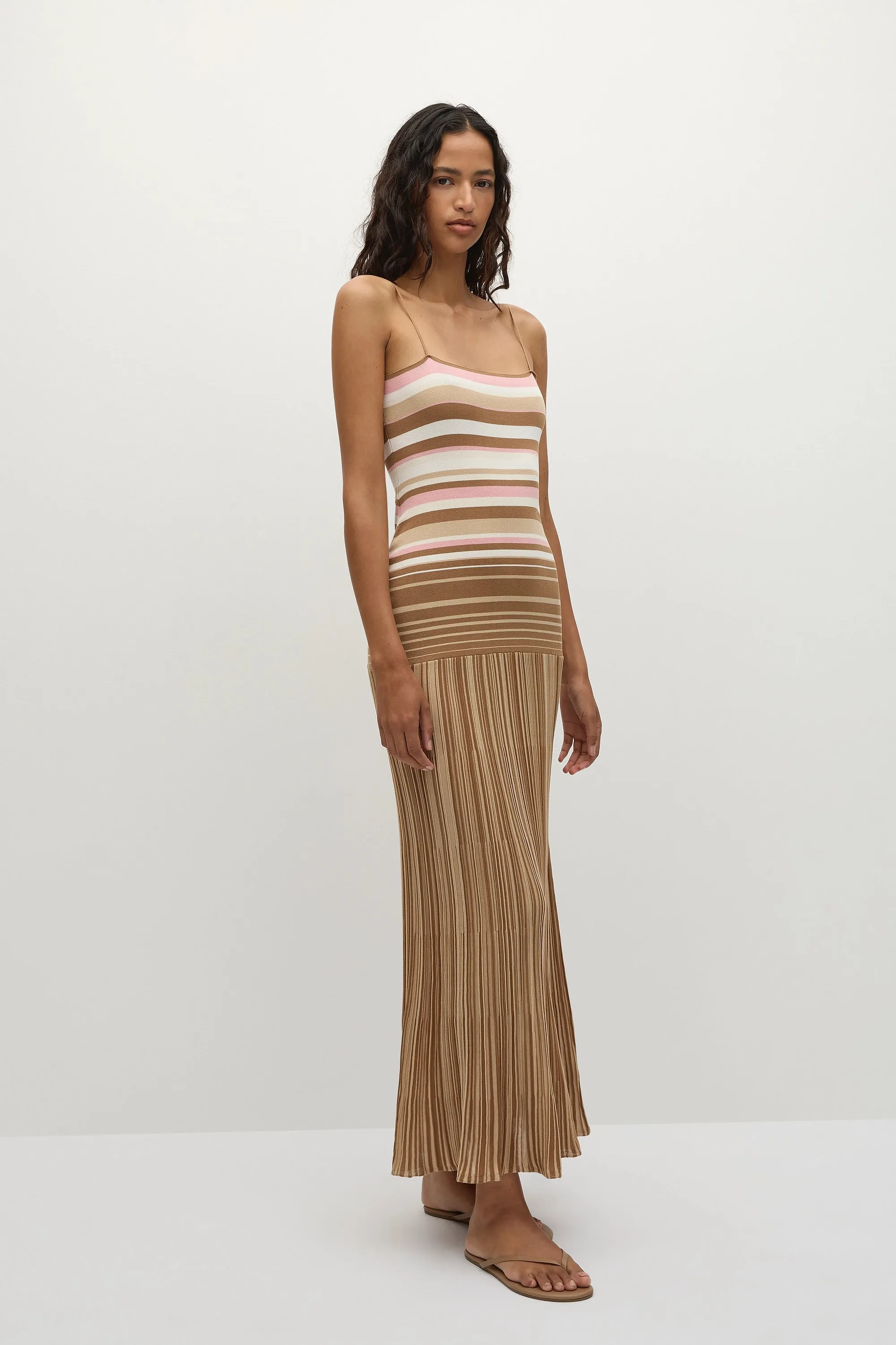 Esenia Knit Dress Puce Sepia Stripe