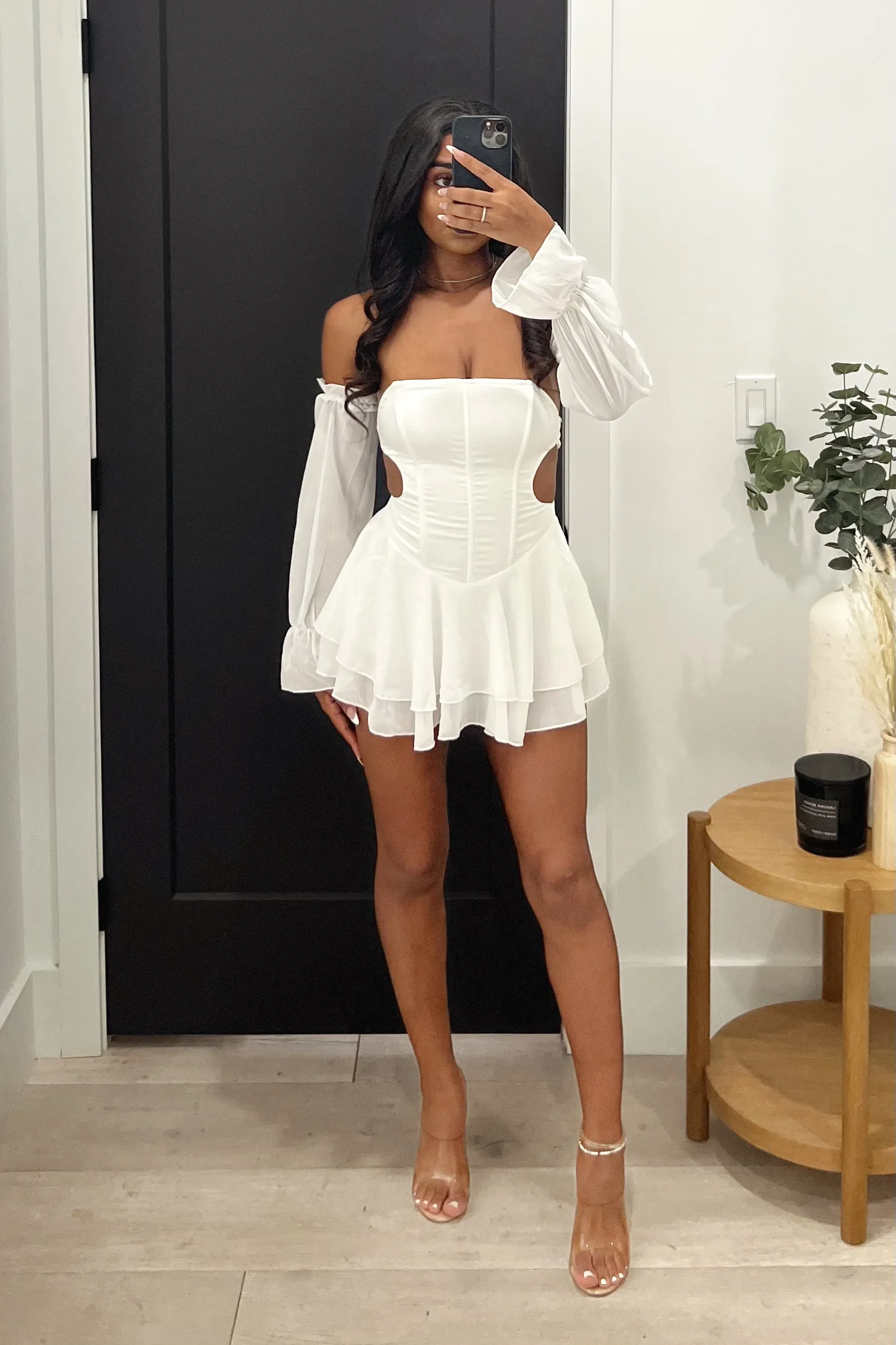 Evelyn Ruffled Tube Dress (White)