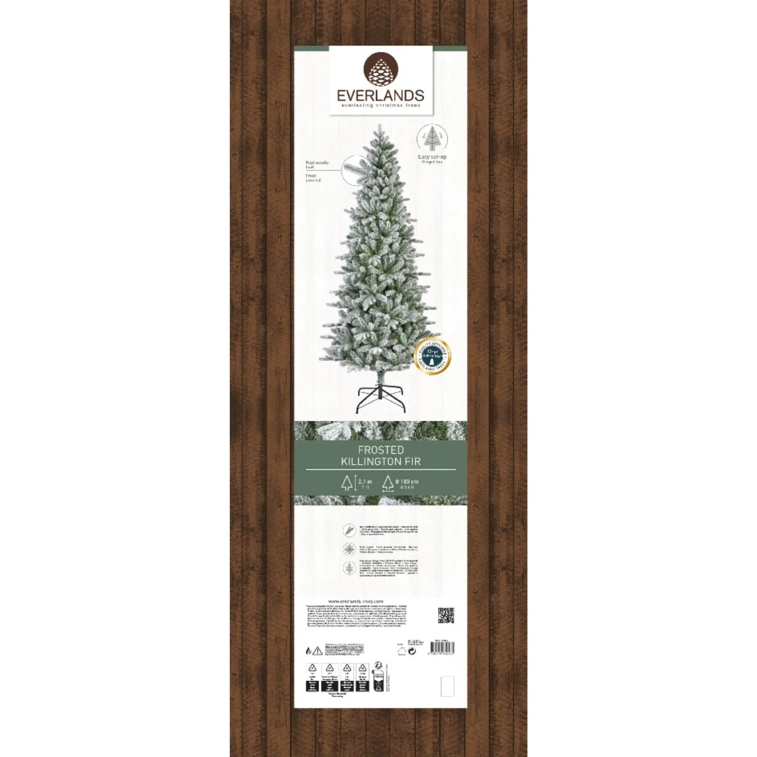 Everlands 2.1m (7ft) Green Frosted Killington Fir Artificial Tree