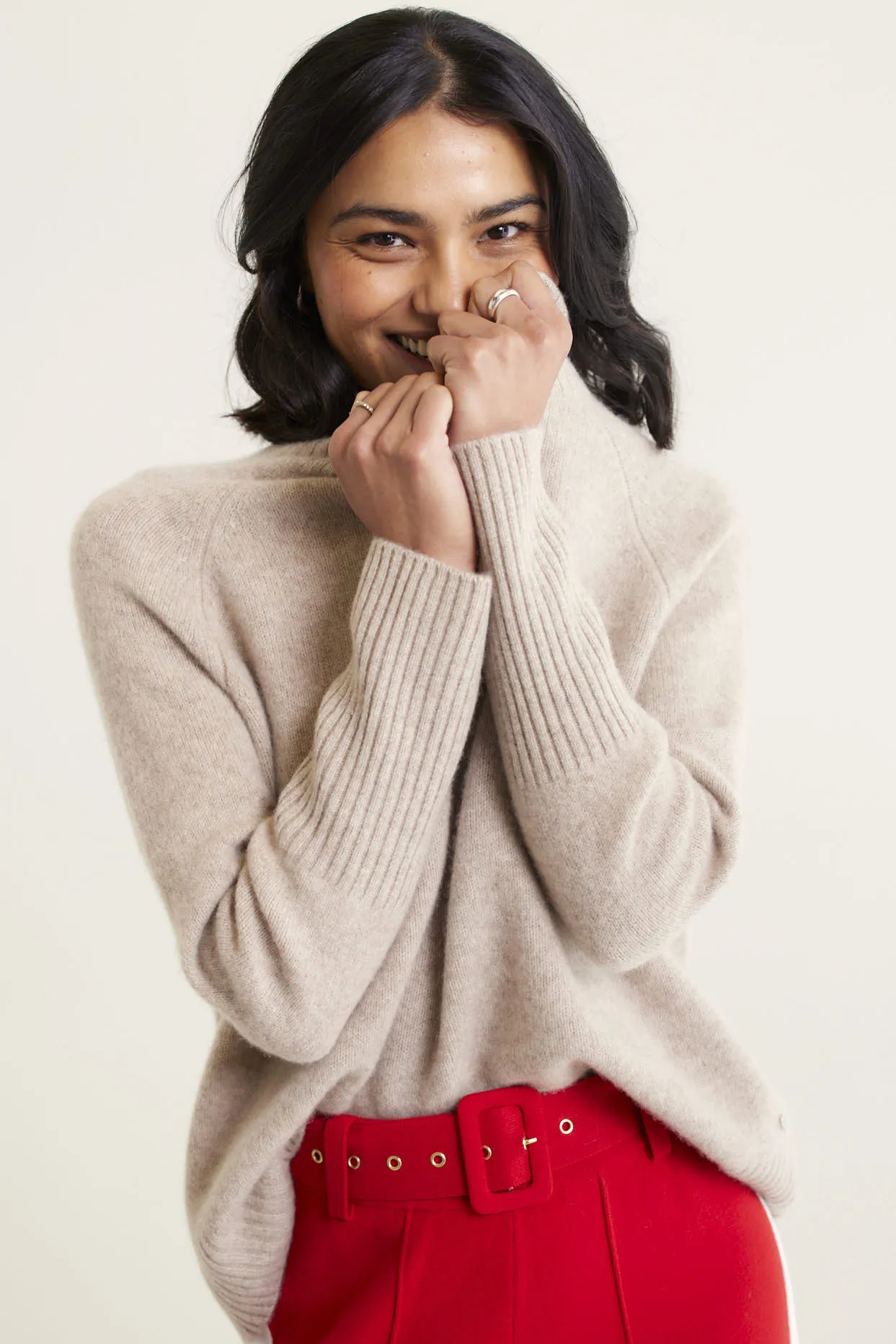 Fifi Cashmere Polo Sweater In Lightweight Beige