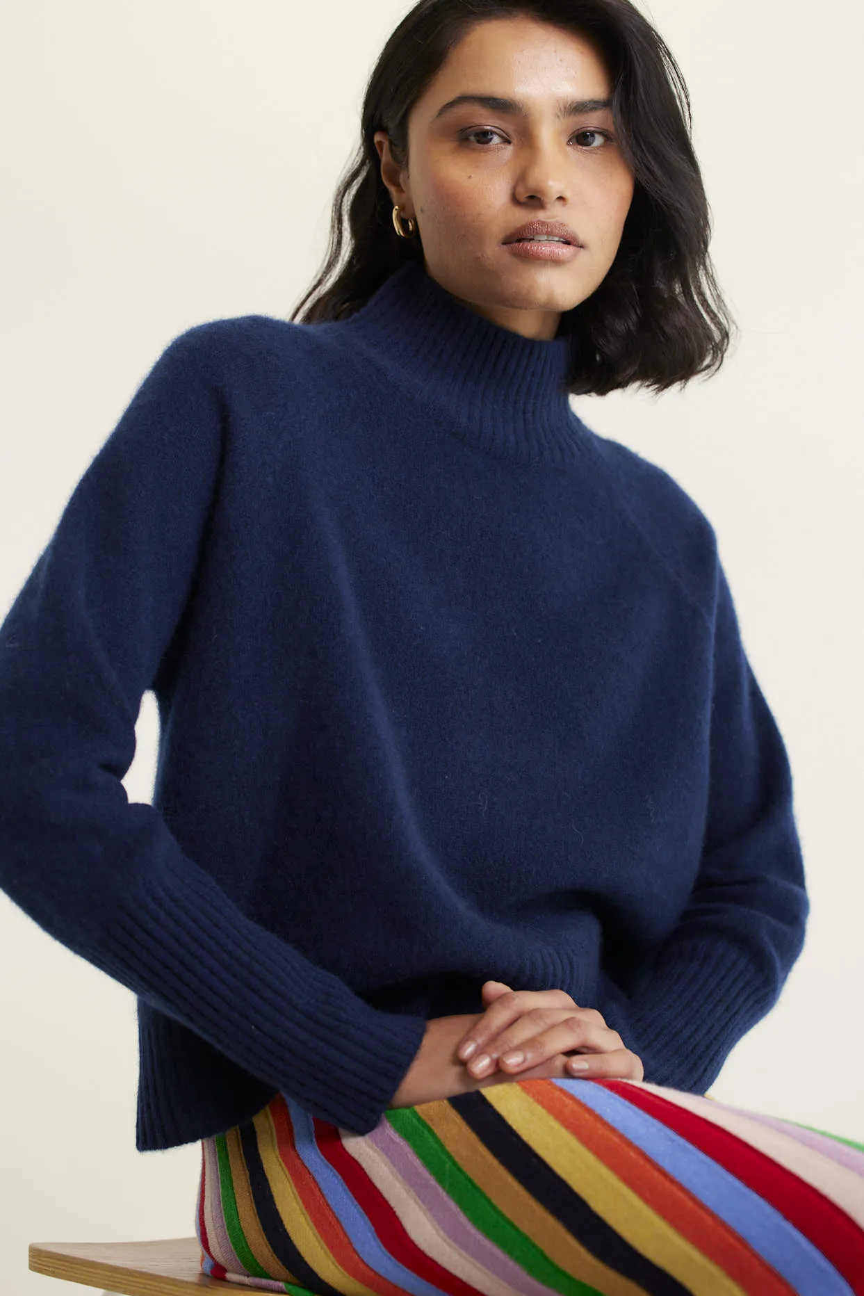 Fifi Cashmere Polo Sweater In Midnight Navy