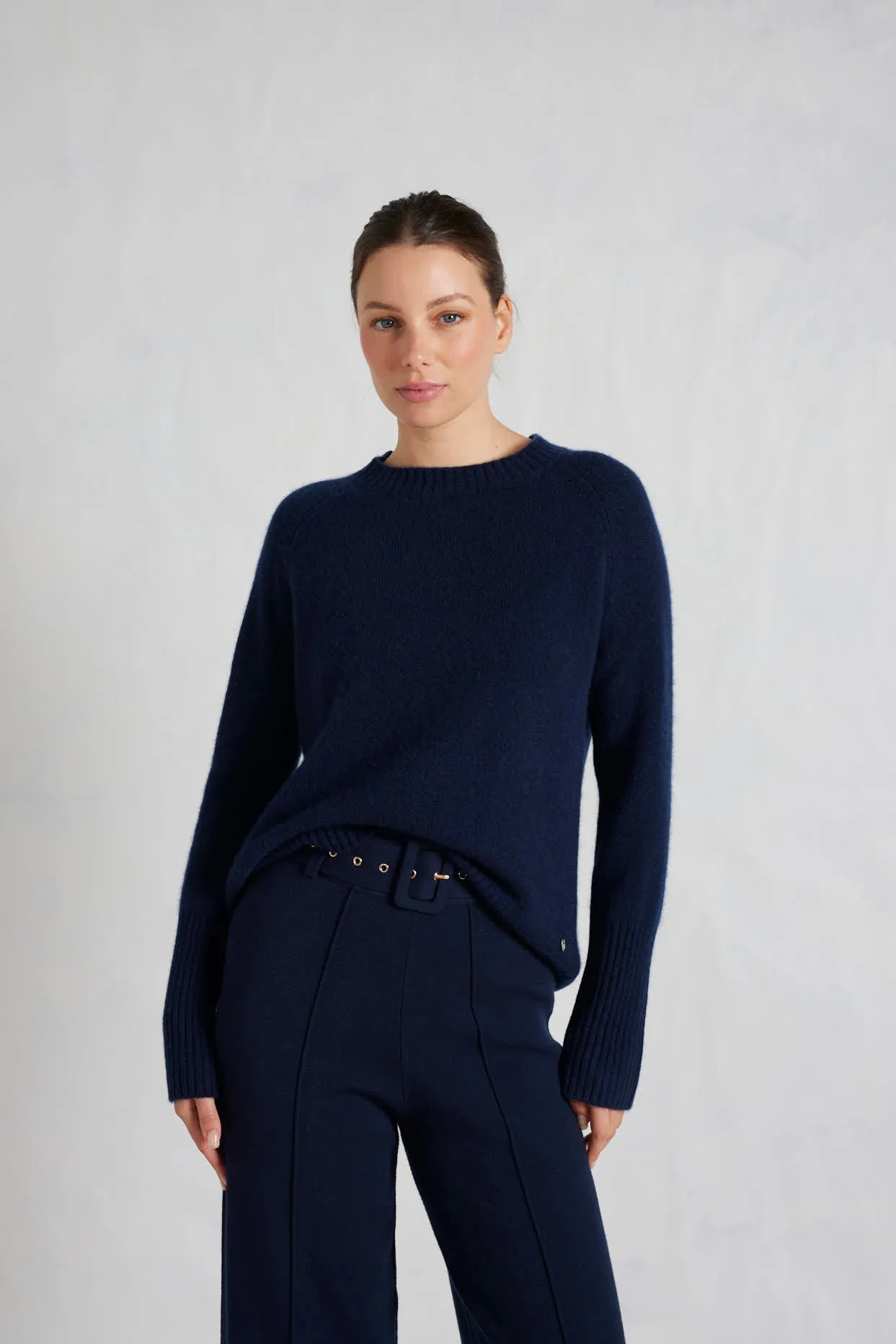 Fifi Crew Cashmere Sweater in Midnight Navy