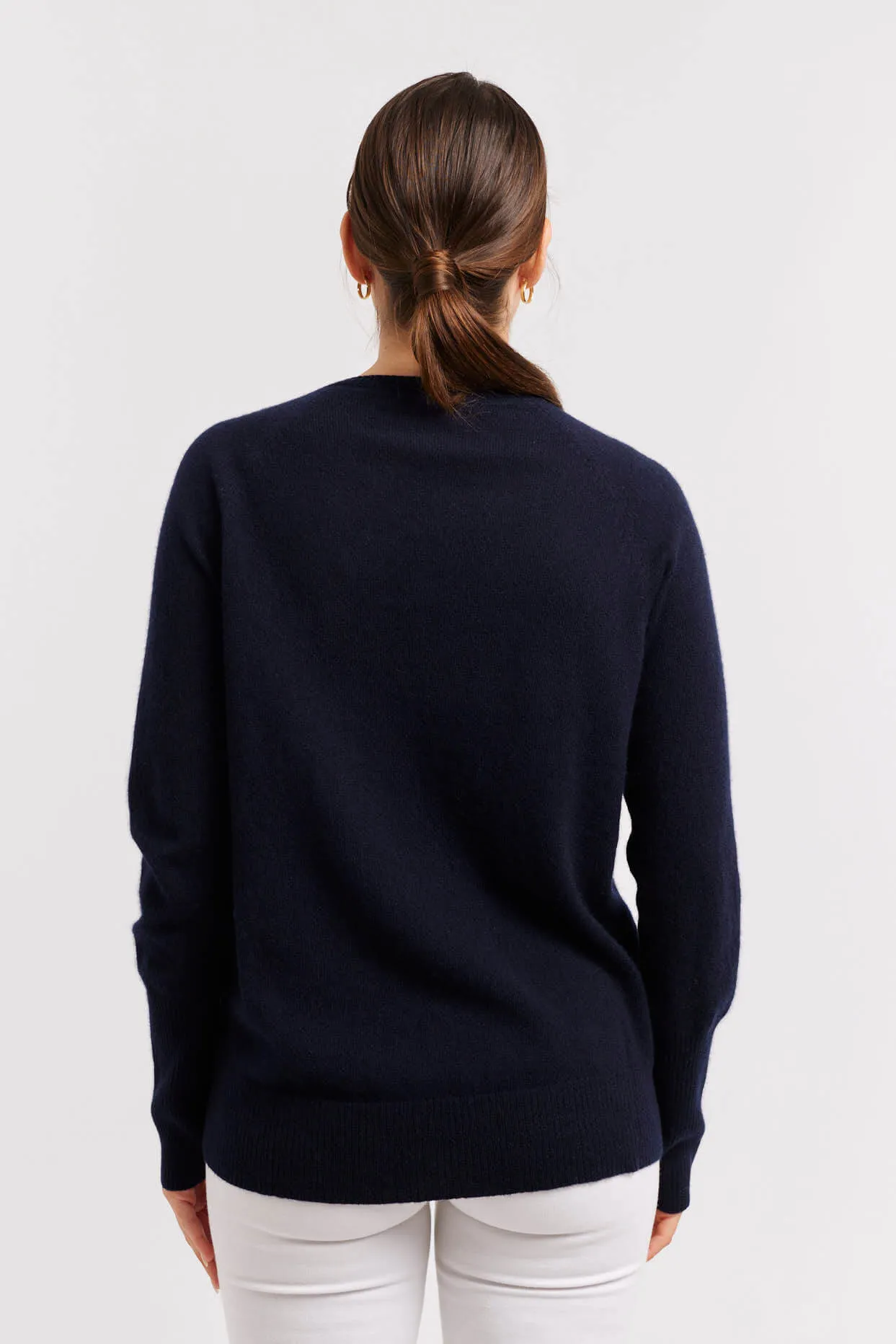 Fifi V Cashmere Sweater in Navy