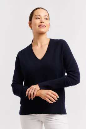 Fifi V Cashmere Sweater in Navy