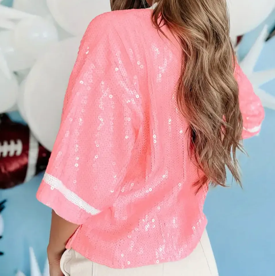 Football Sequin Crewneck