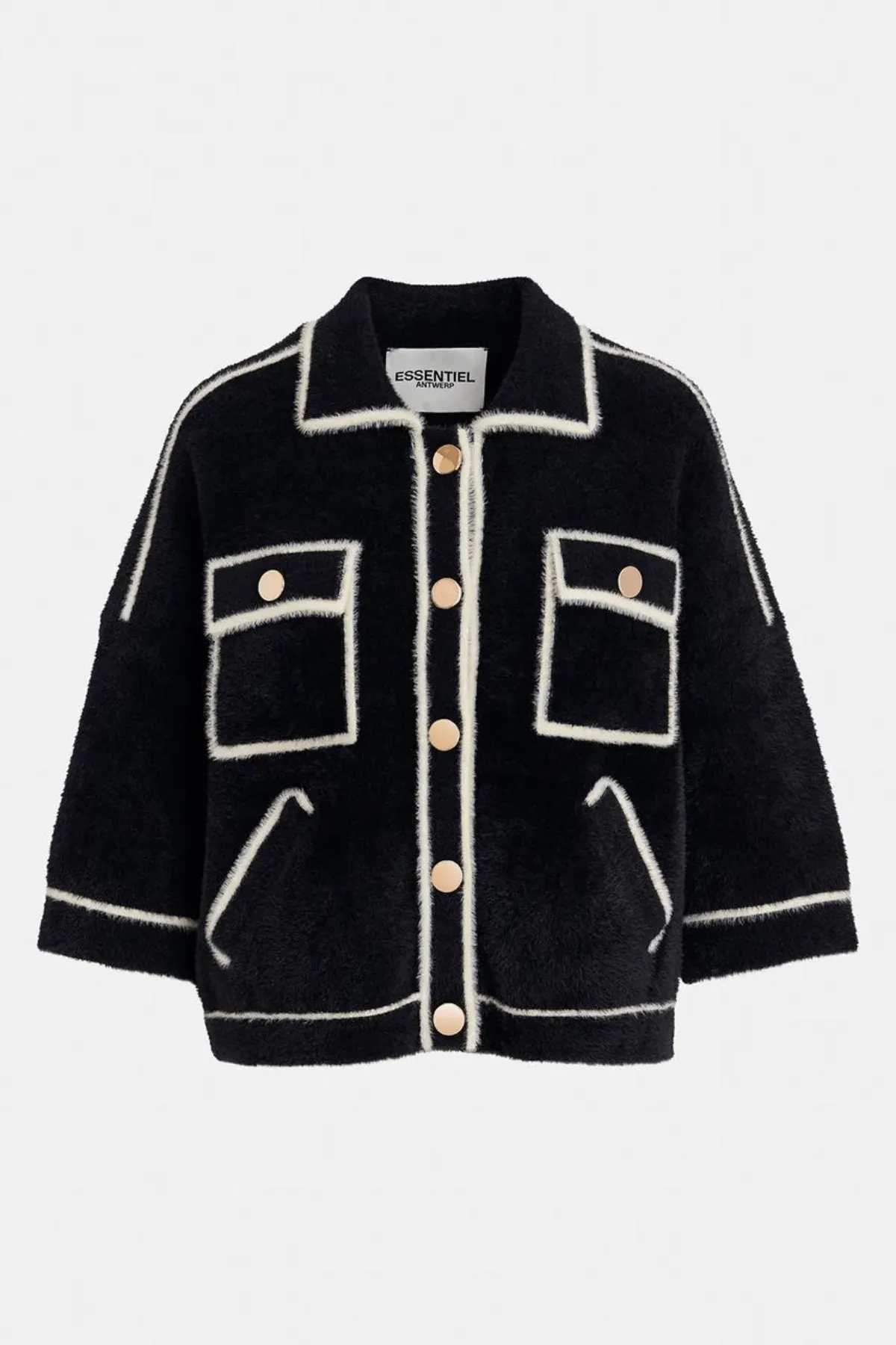 GALENA FURRY KNITTED JACKET BLACK