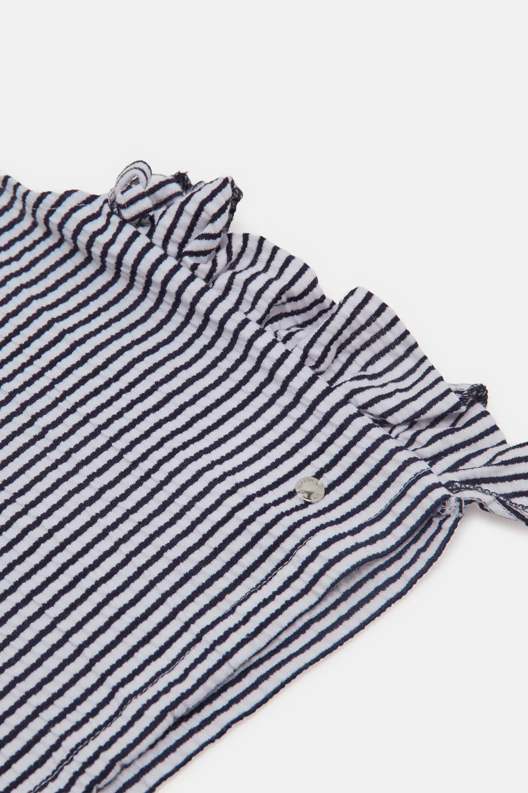 Infant Girls Black And White Striped Casual Set (2 Piece)