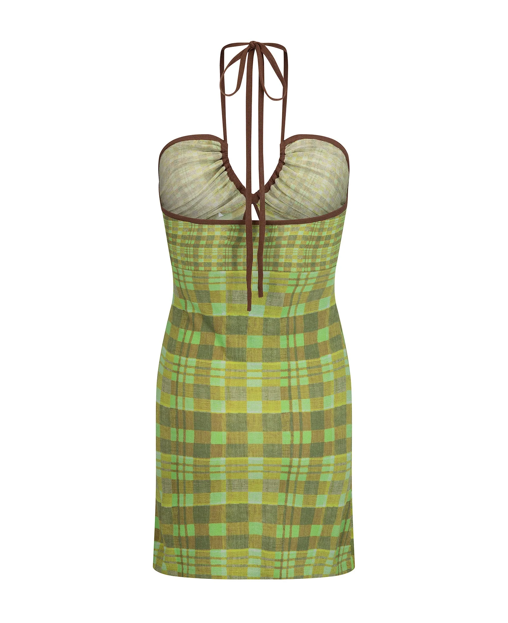ISOLA CHECK HALTER DRESS