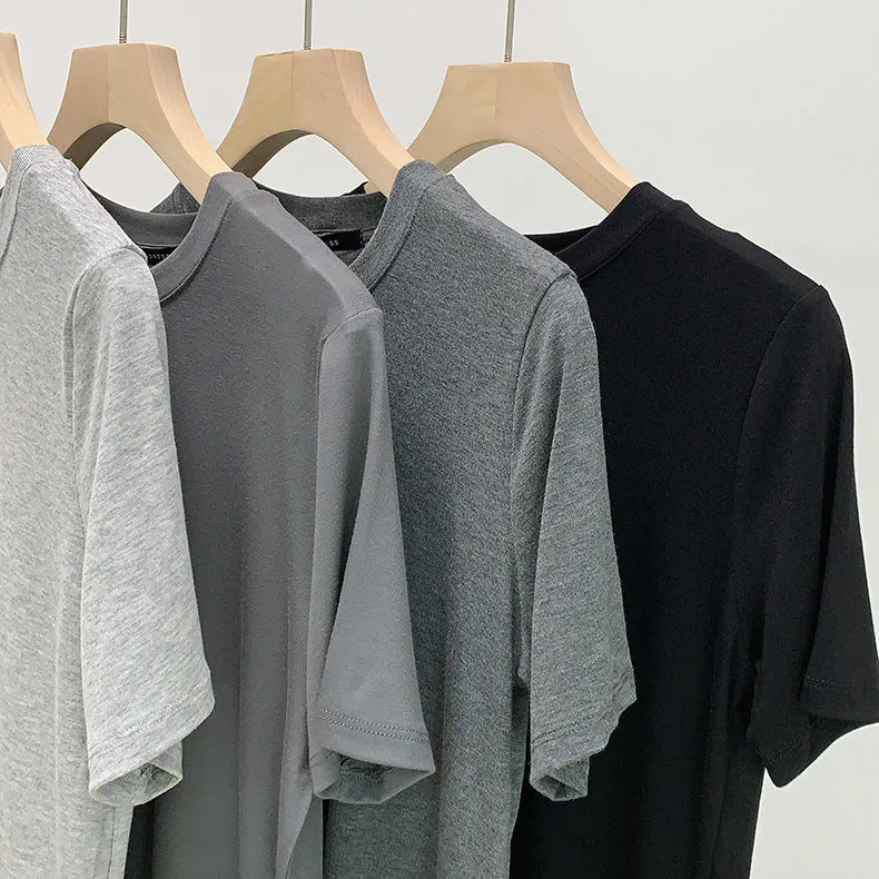 [Korean Style] 9 Colors Basic Solid Short Sleeve Cotton Tee