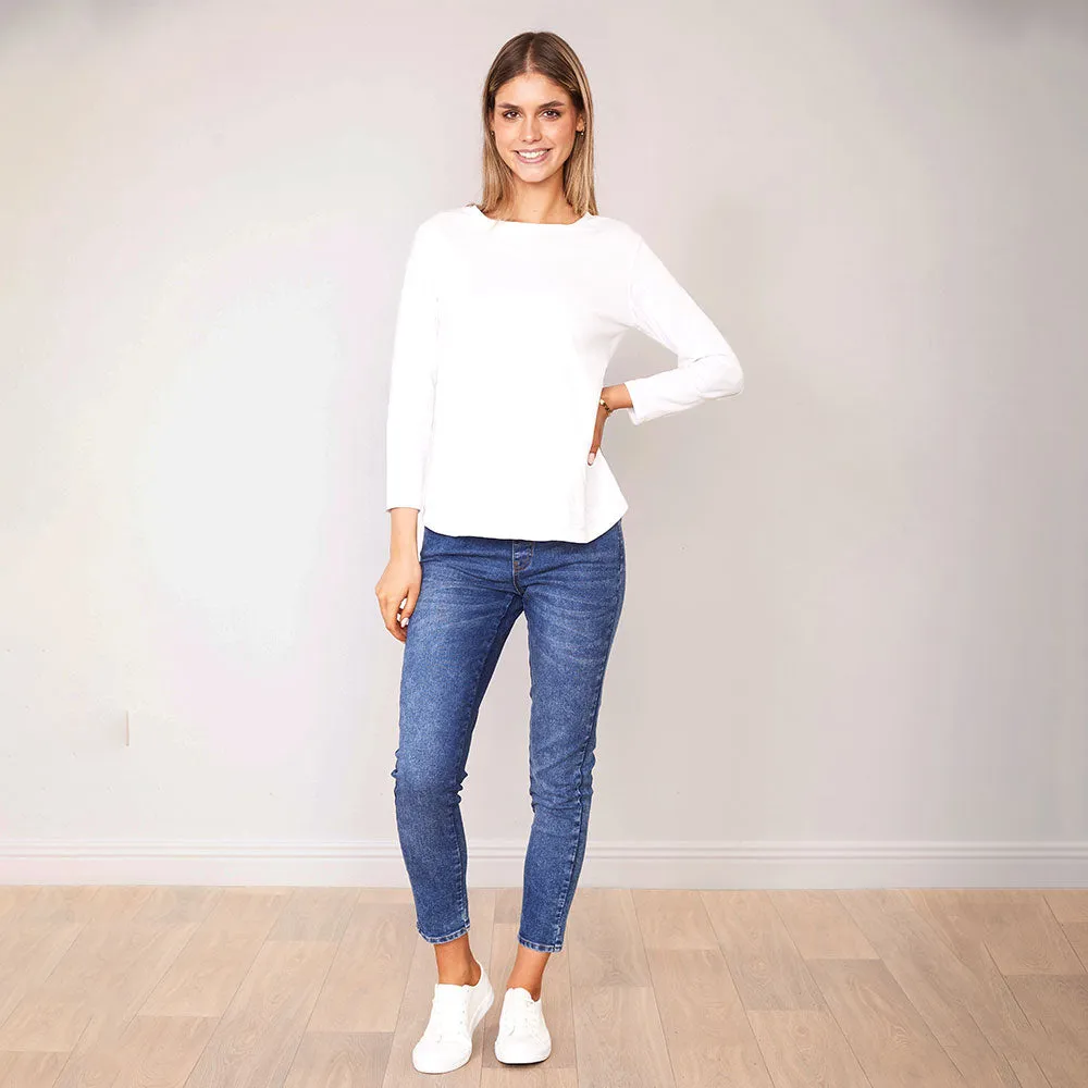 Lea Top Crew Neck (White)