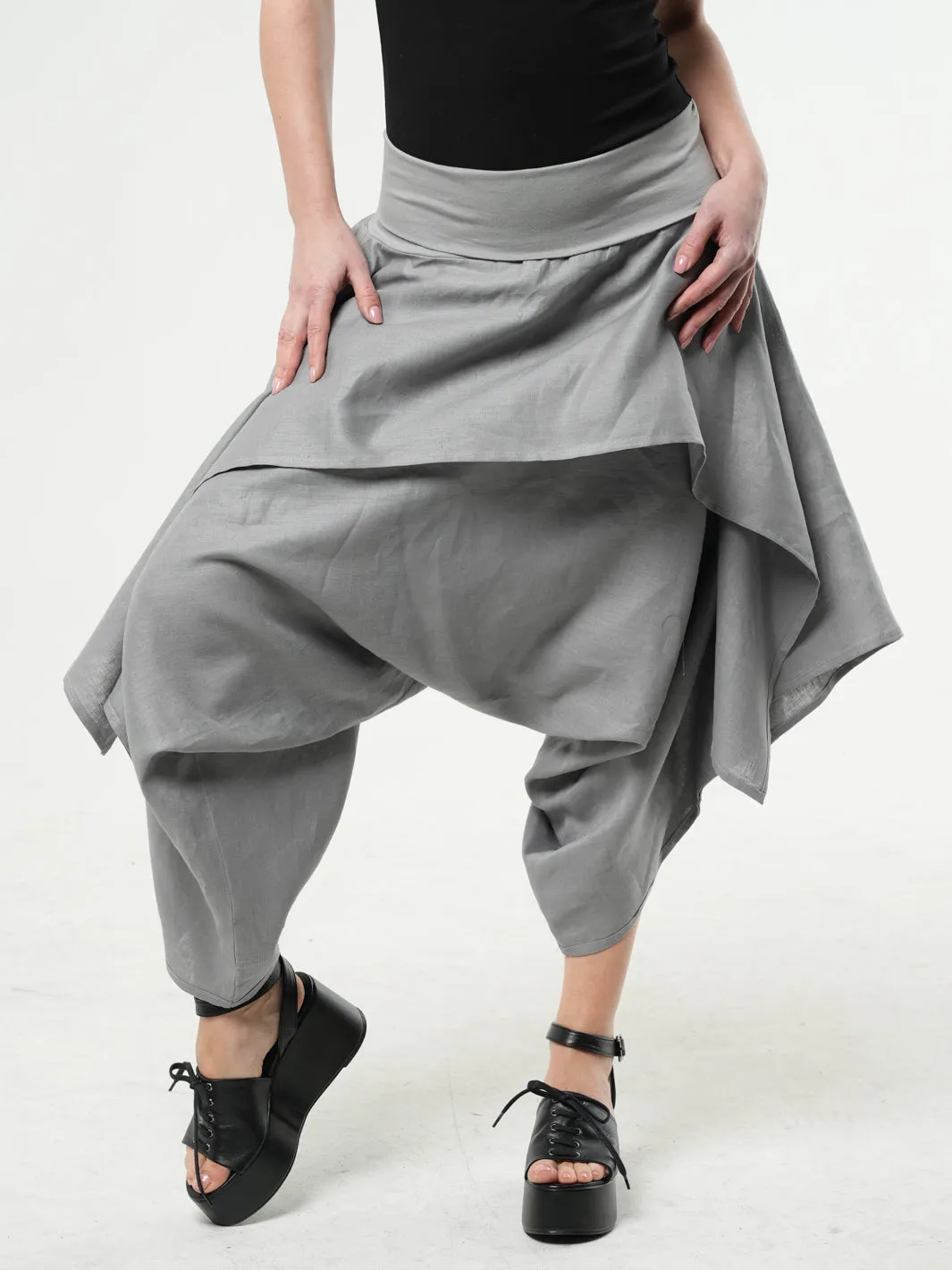 Linen Skirt Pants In Khaki