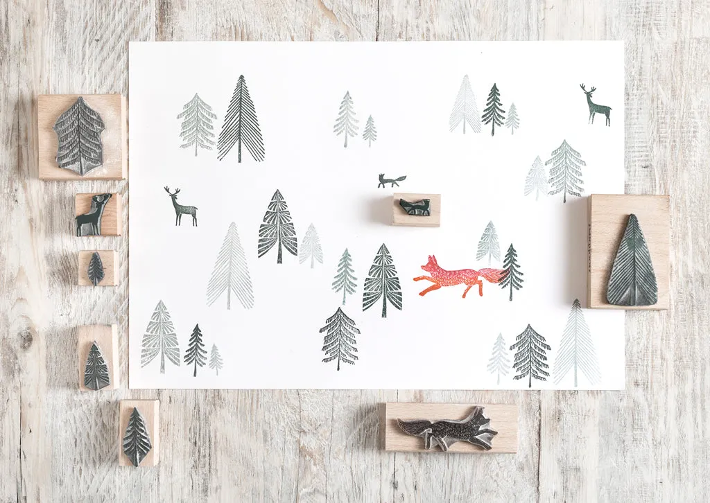Little Red Riding Hood Christmas Rubber Stamps