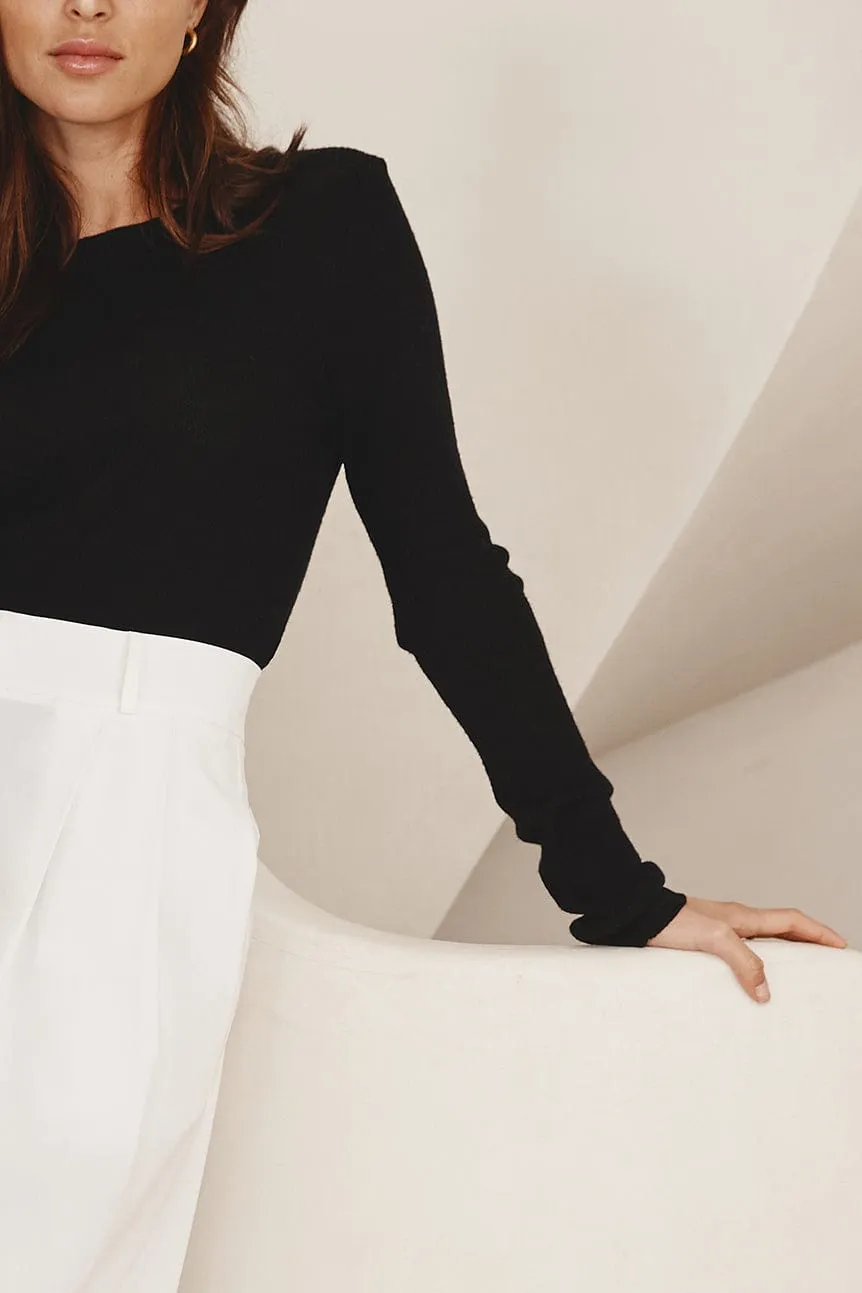 Marley Cotton Cashmere Top in Black