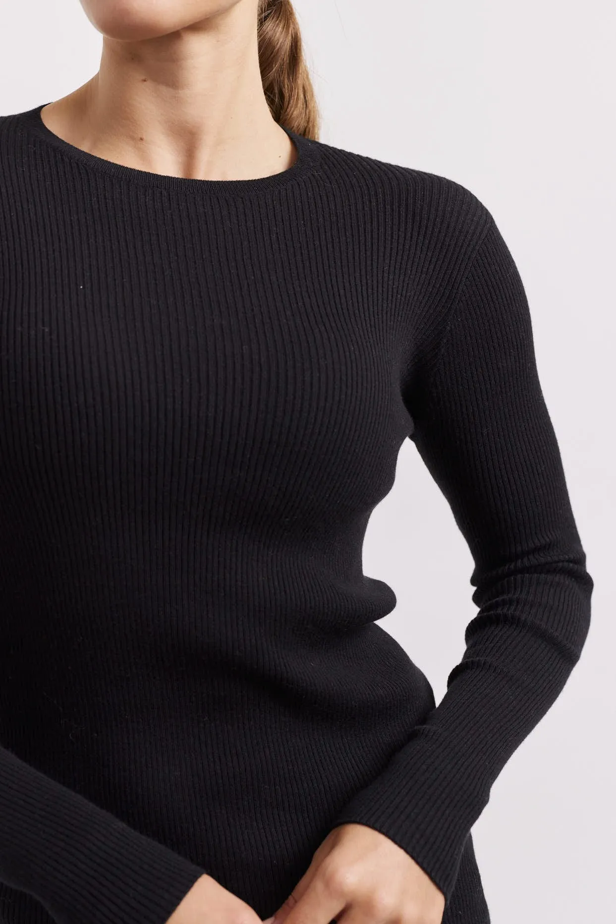 Marley Cotton Cashmere Top in Black