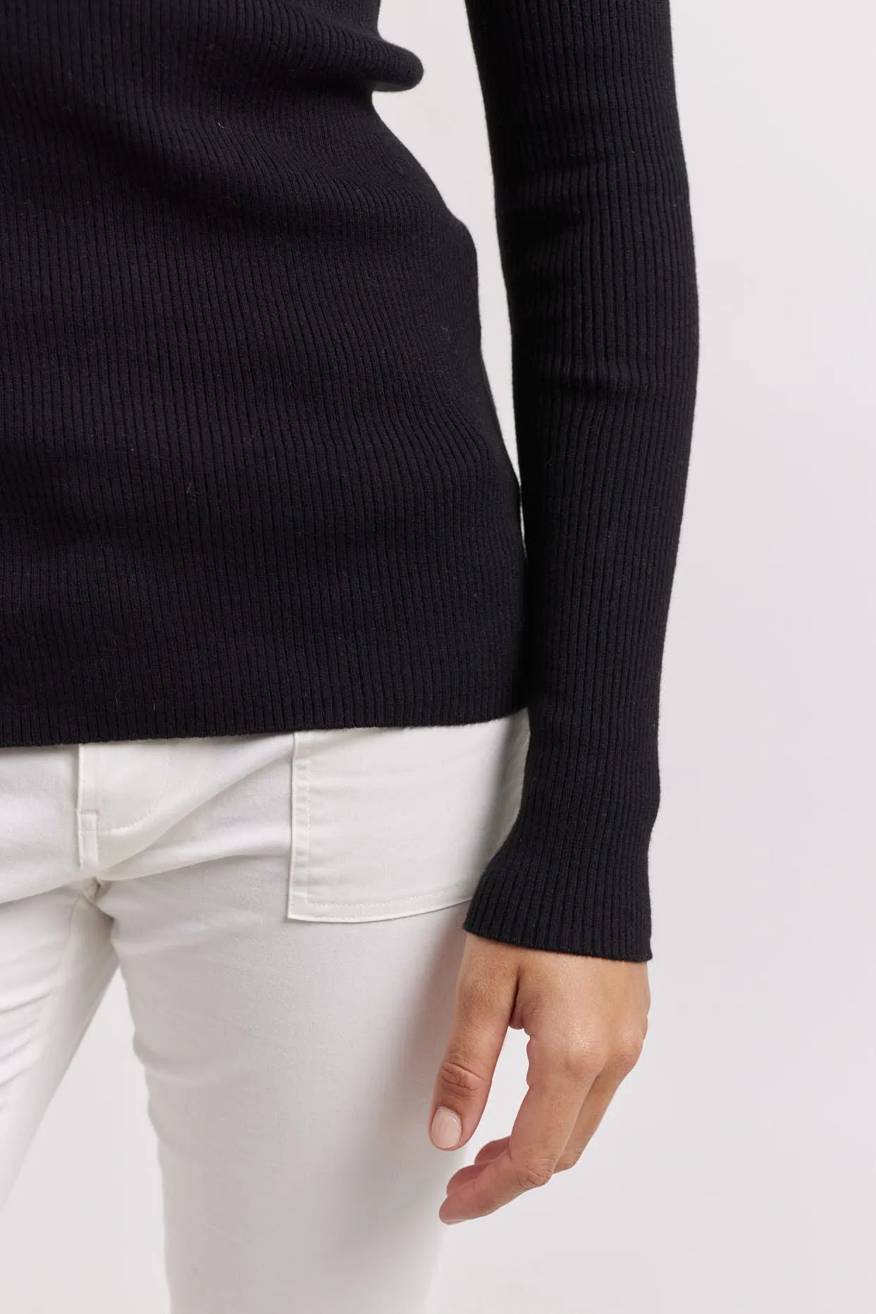 Marley Cotton Cashmere Top in Black