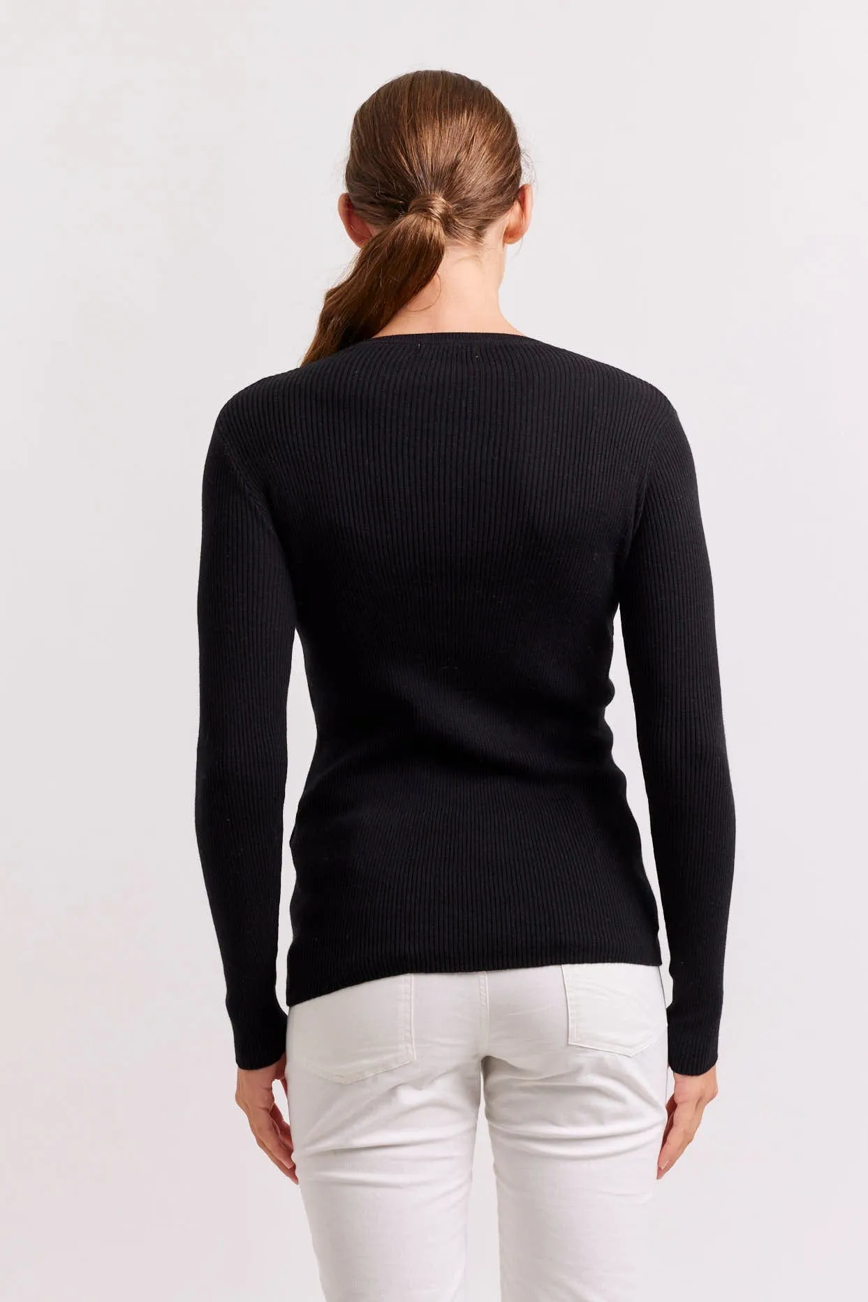 Marley Cotton Cashmere Top in Black