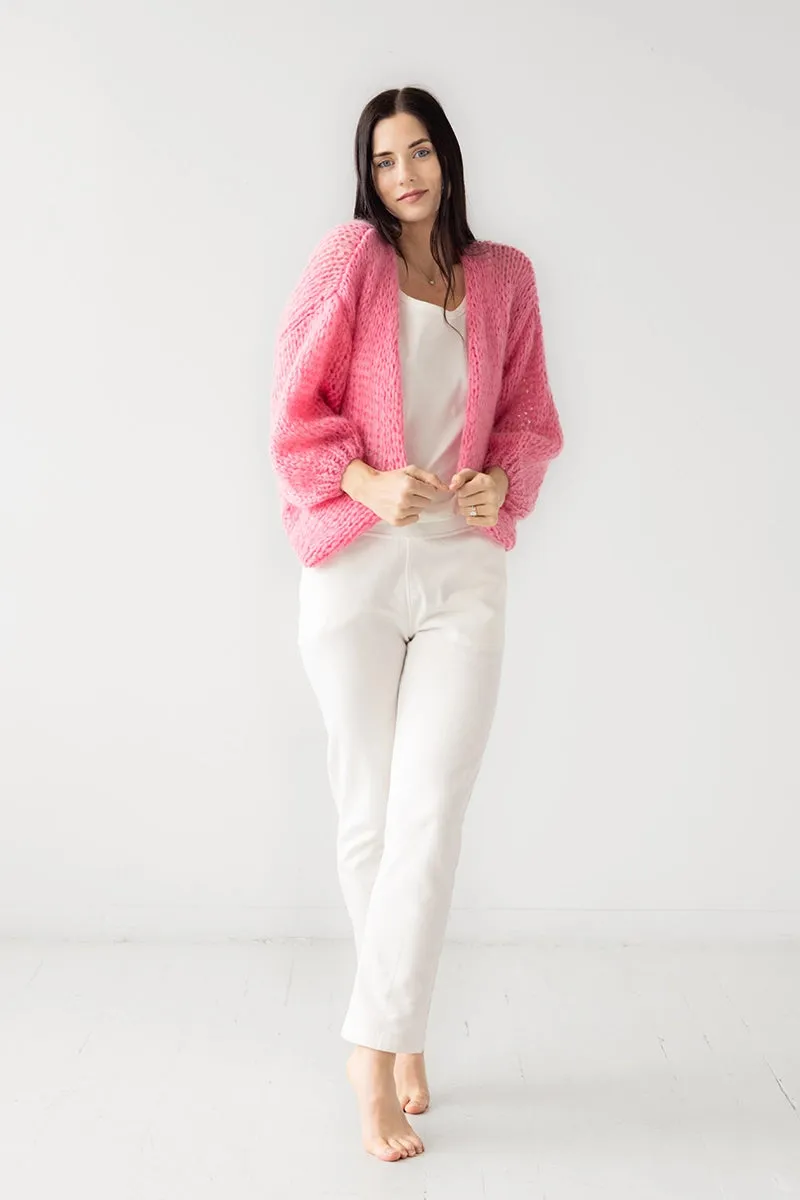 Mohair Bomber Cardigan BonBon Pink by Maiami