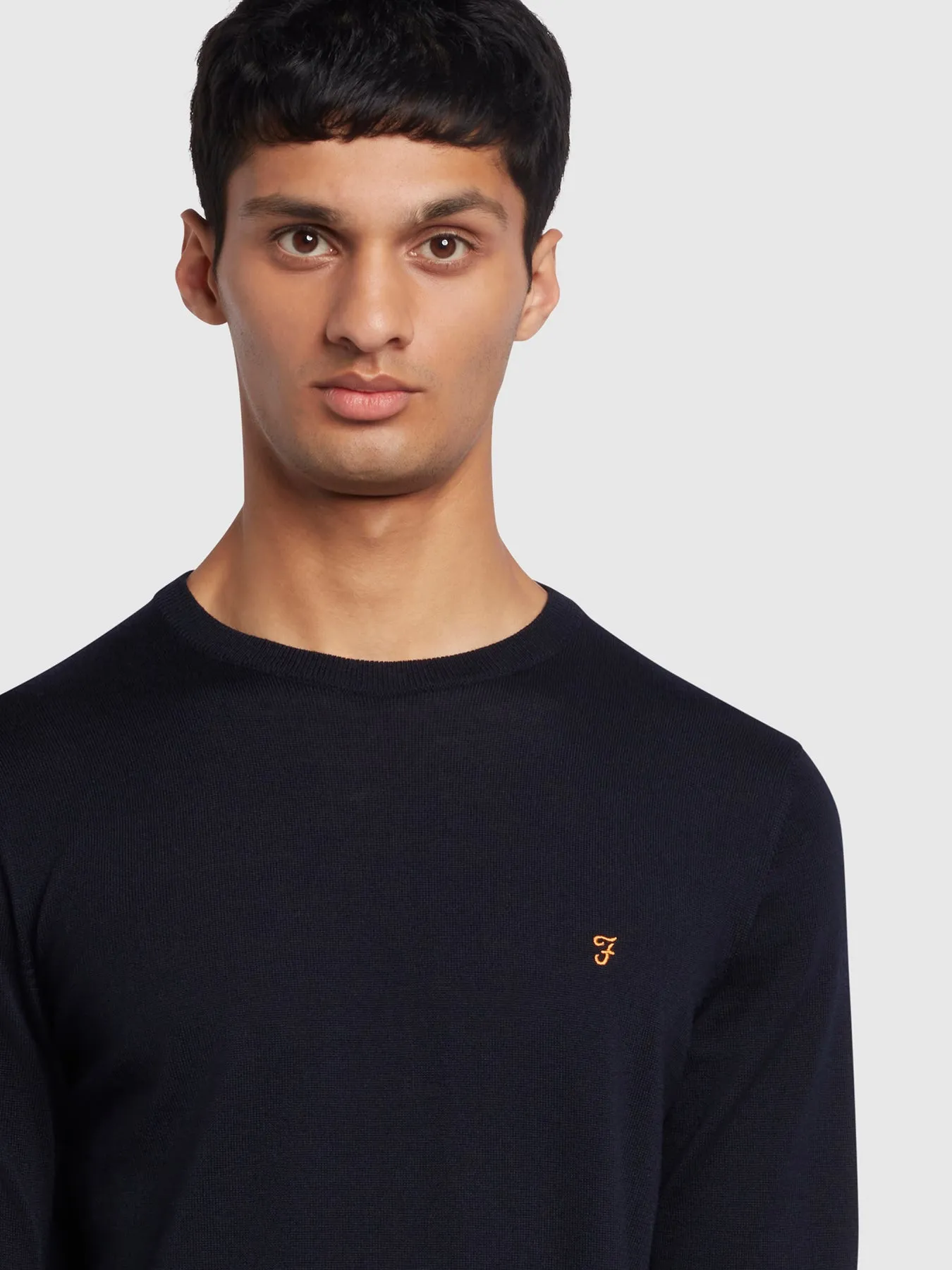Mullen Merino Wool Crew Neck Sweater In Navy