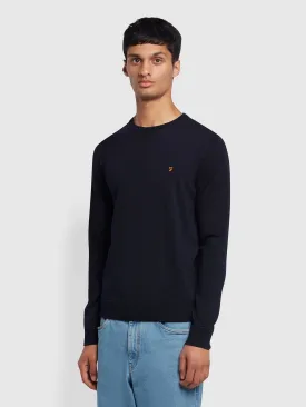 Mullen Merino Wool Crew Neck Sweater In Navy