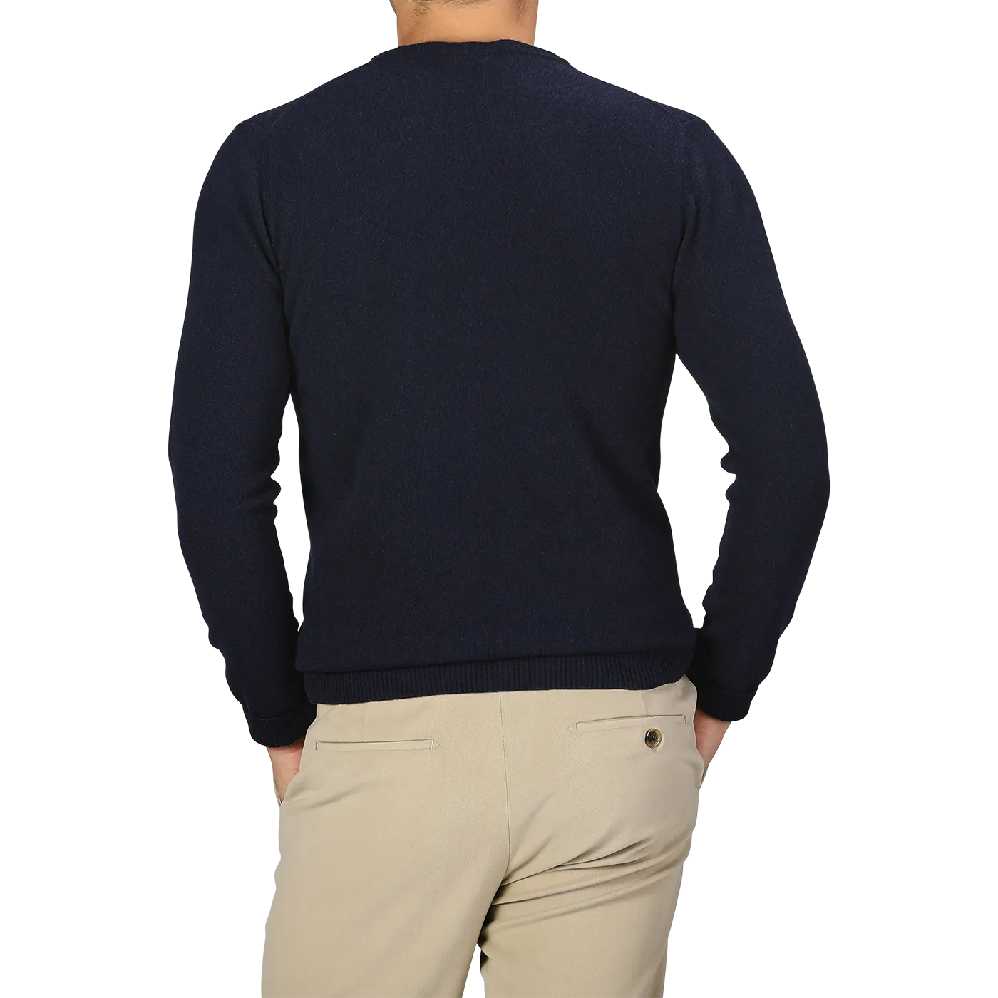 Navy Blue Wool Cashmere Crewneck