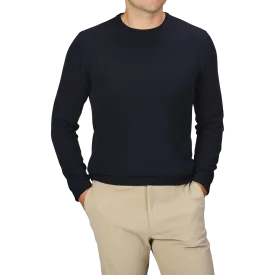 Navy Blue Wool Cashmere Crewneck