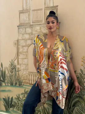 Nude Stripe Zebrs Silk Kimono Cardigan