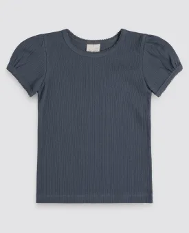 Organic Pointelle T-Shirt  || Storm Blue *LAST ONE 6-12M