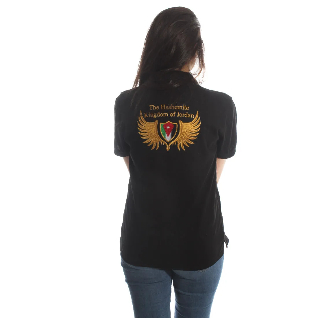 polo collar t - shirt / black -5960