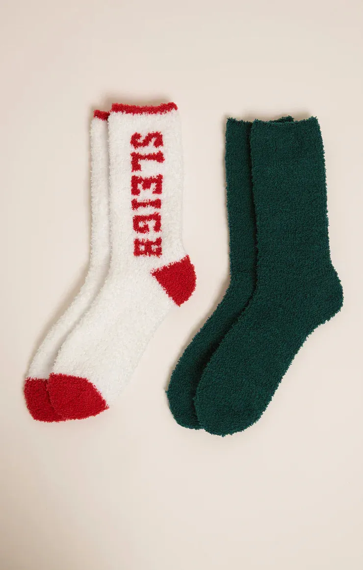 Sleigh Sock Two Pack - Noble Fir and White
