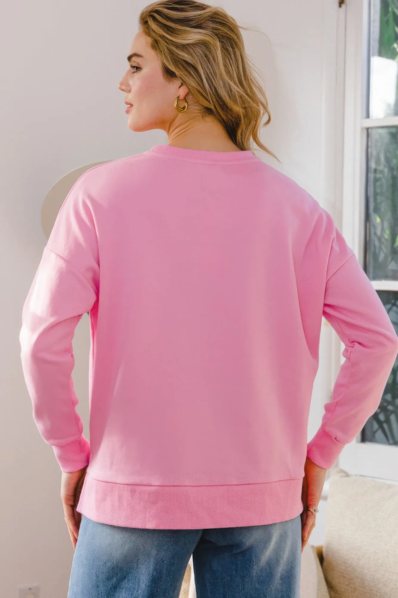 Smiley Flower Oversized Pullover Sweatshirt