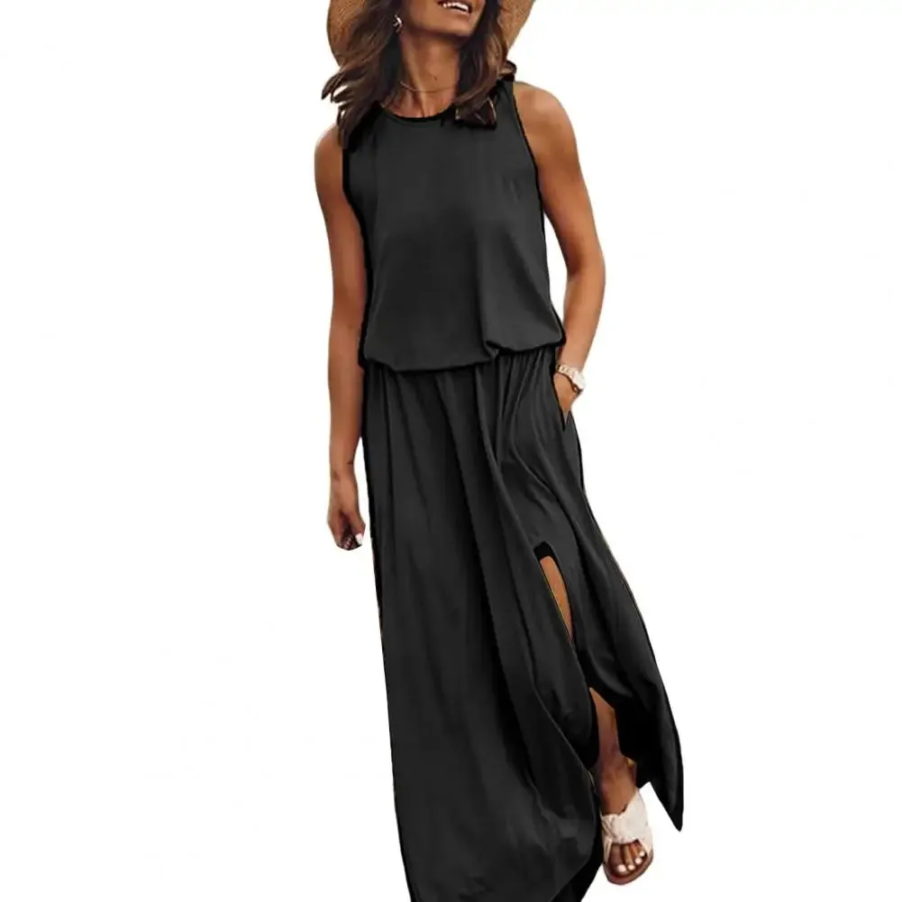 Summer Women Long Maxi Dress Beach Dresses Sleeveless Casual Floral Sundress 2023 Green Summer Vacation Clothes Boho Tank Dress