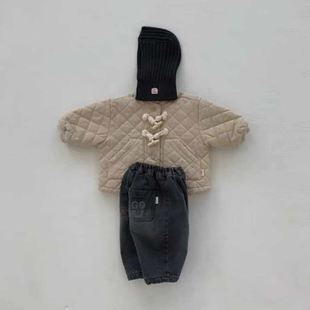 Thick Fleece Retro Denim Pants