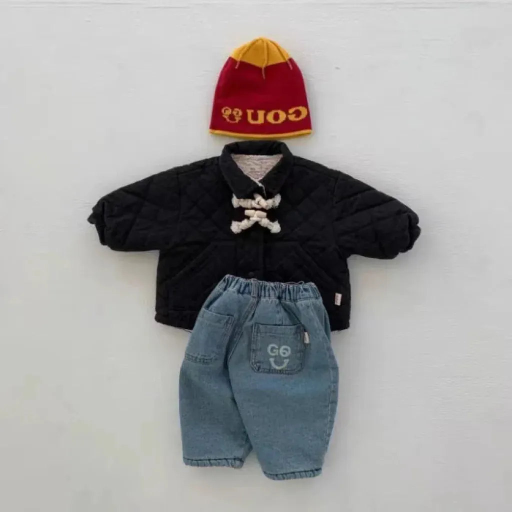 Thick Fleece Retro Denim Pants