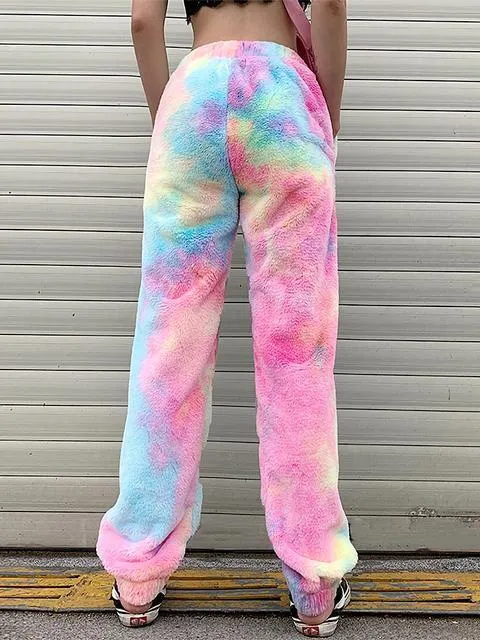 Tie-dye Print Plush Pullover