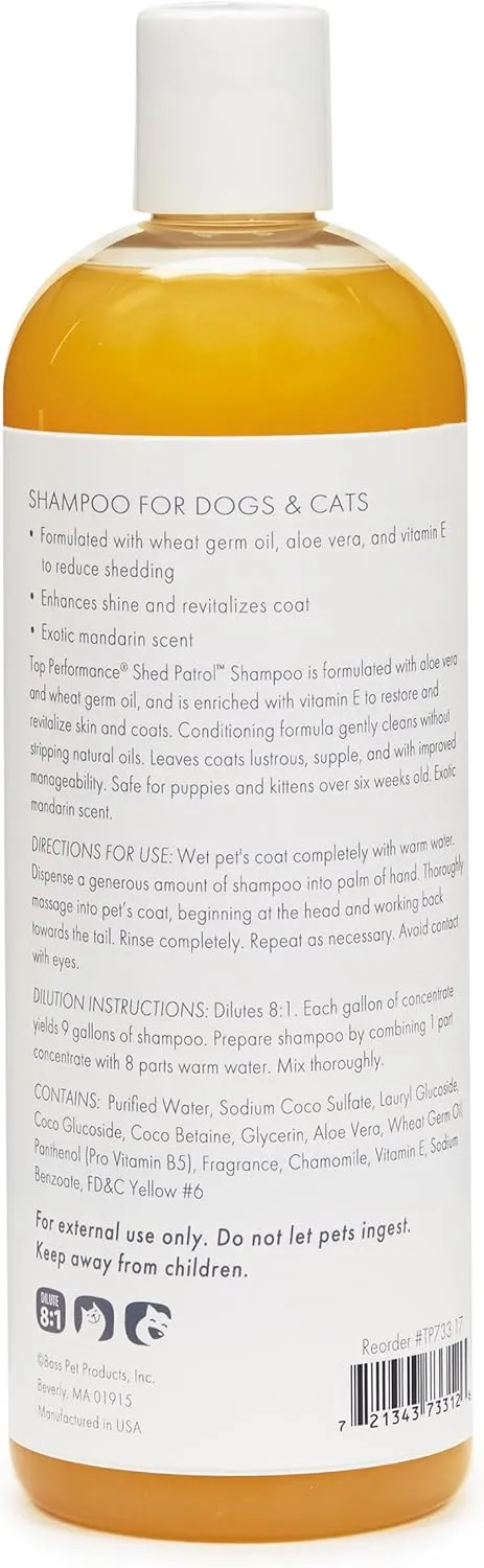 Top Performance Shed Patrol De-Shedding Dog and Cat Shampoo, 17-Ounce