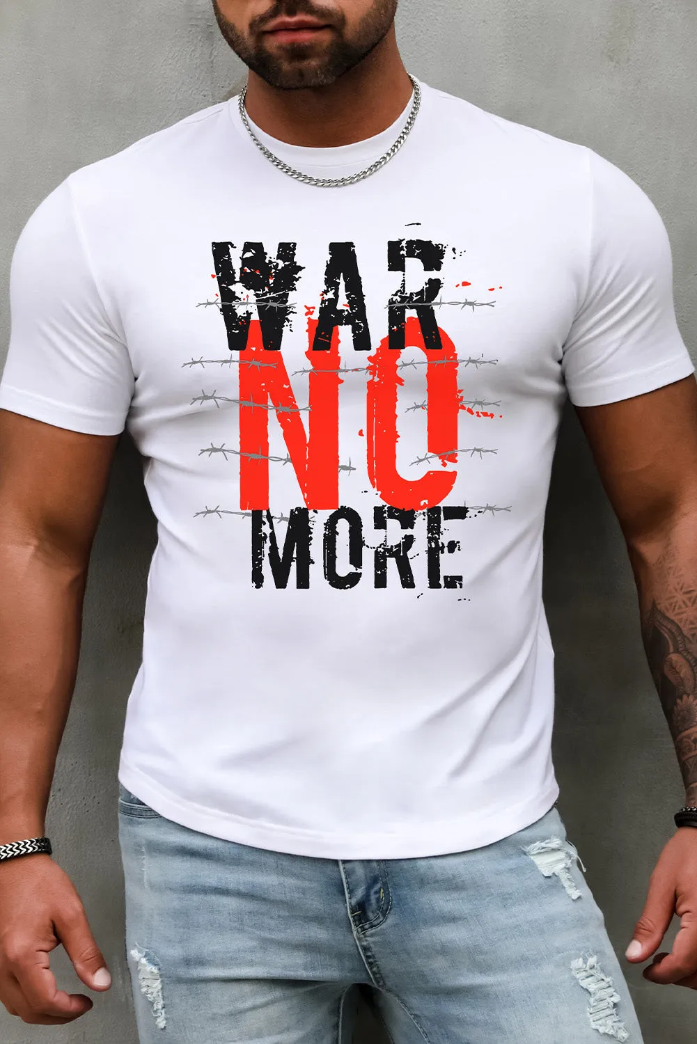 USA Print Solid Color Men's T-shirt