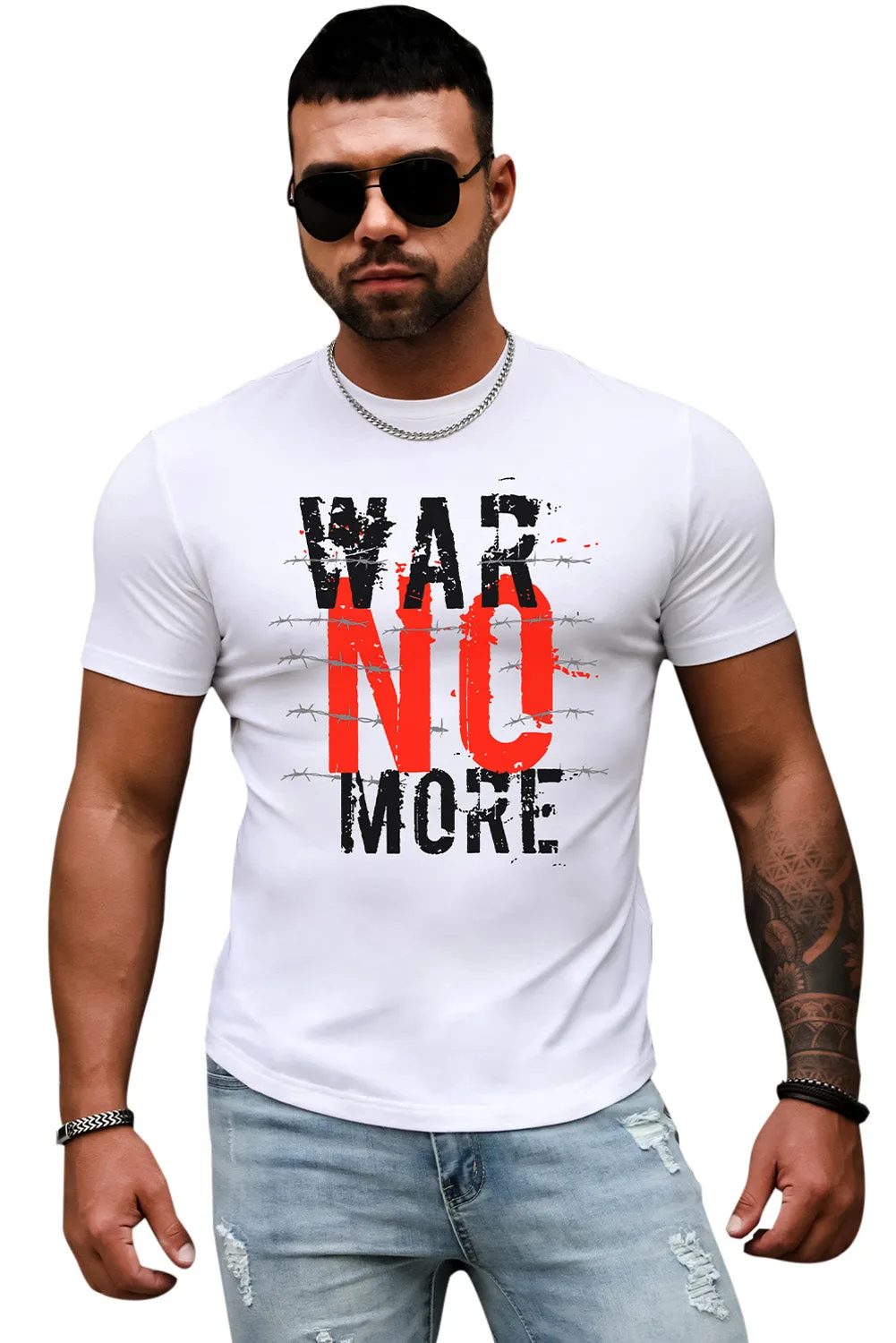 USA Print Solid Color Men's T-shirt
