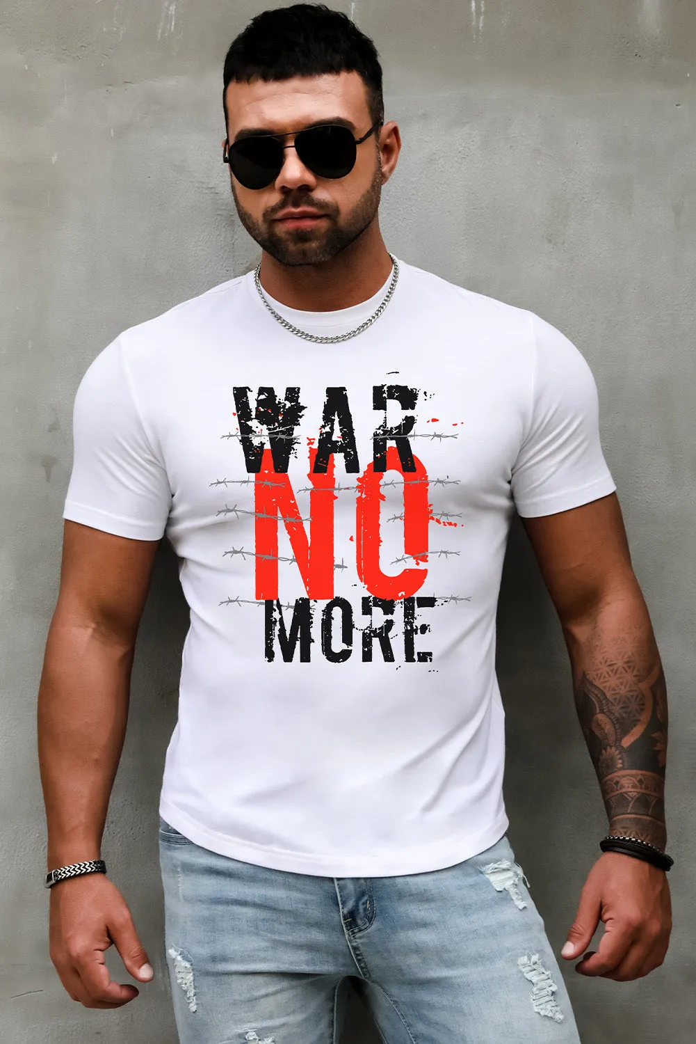 USA Print Solid Color Men's T-shirt